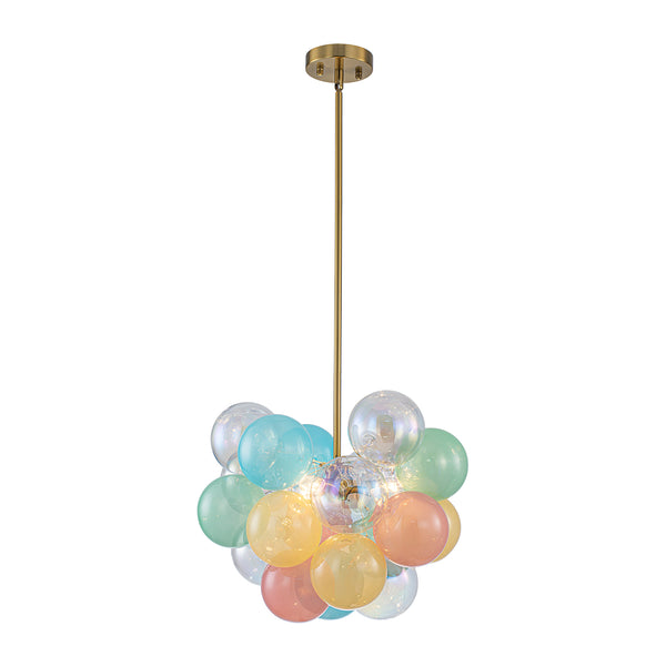 3-Light Pastel Bubble Glass Cluster Chandelier