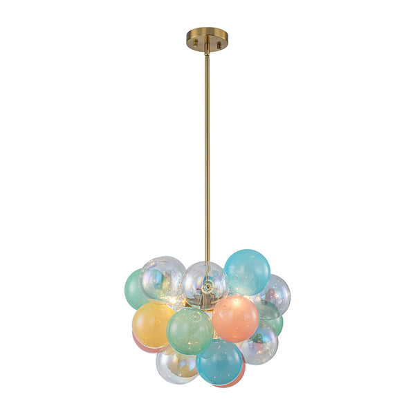 3-Light Pastel Bubble Glass Cluster Chandelier