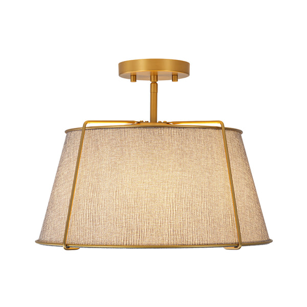 4-Light Heathered Gray Fabric Conical Drum Semi-flush Mount