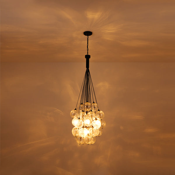 5-Light Multi-globe Dimpled Glass Bubble Chandelier