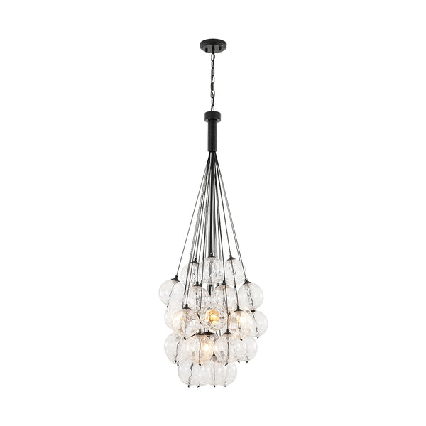 5-Light Multi-globe Dimpled Glass Bubble Chandelier