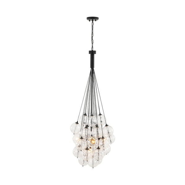 5-Light Multi-globe Dimpled Glass Bubble Chandelier