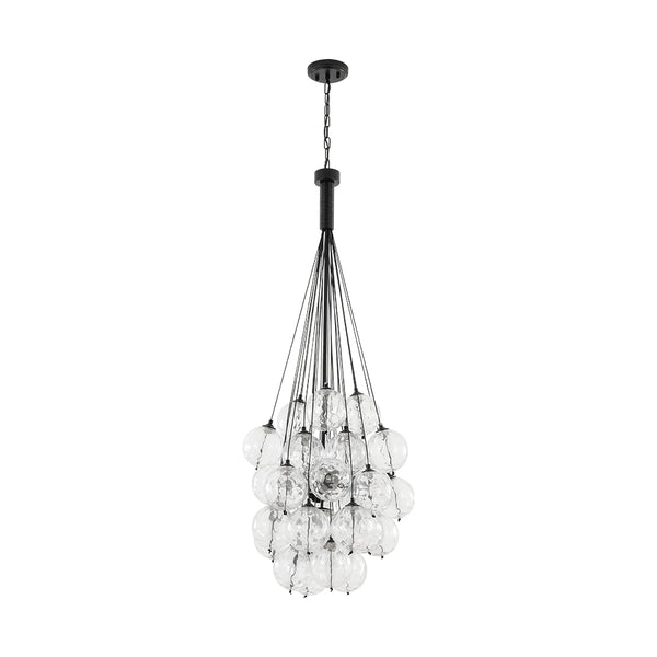 5-Light Multi-globe Dimpled Glass Bubble Chandelier