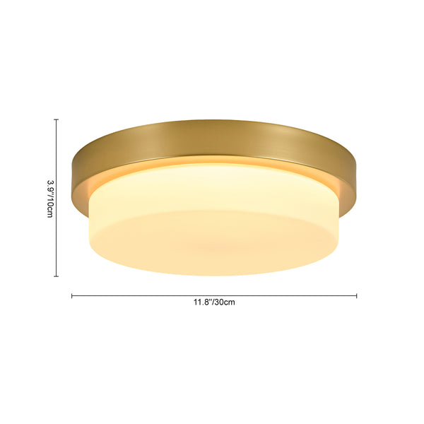 5CCT Dimmable LED Brass Circular Milk Glass Tiered Flush Mount
