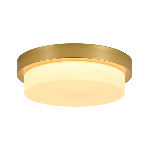 5CCT Dimmable LED Brass Circular Milk Glass Tiered Flush Mount