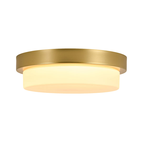5CCT Dimmable LED Brass Circular Milk Glass Tiered Flush Mount