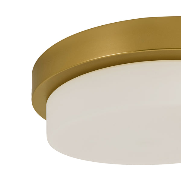 5CCT Dimmable LED Brass Circular Milk Glass Tiered Flush Mount