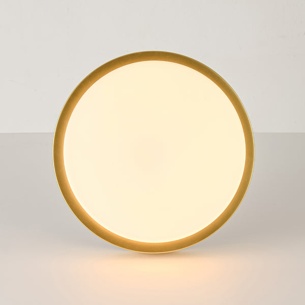 5CCT Dimmable LED Brass Circular Milk Glass Tiered Flush Mount