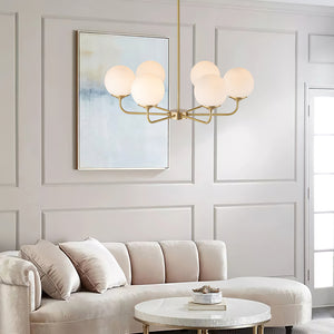 6-Light Contemporary Frosted Milky Glass Sphere Chandelier