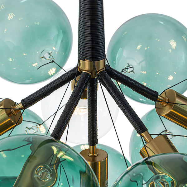 6-Light Emerald Bubble Blooming Glass Chandelier