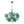 6-Light Emerald Bubble Blooming Glass Chandelier