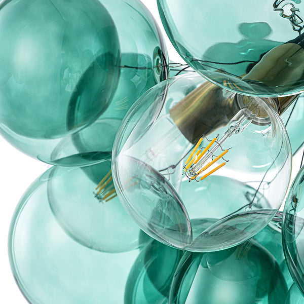 6-Light Emerald Bubble Blooming Glass Chandelier