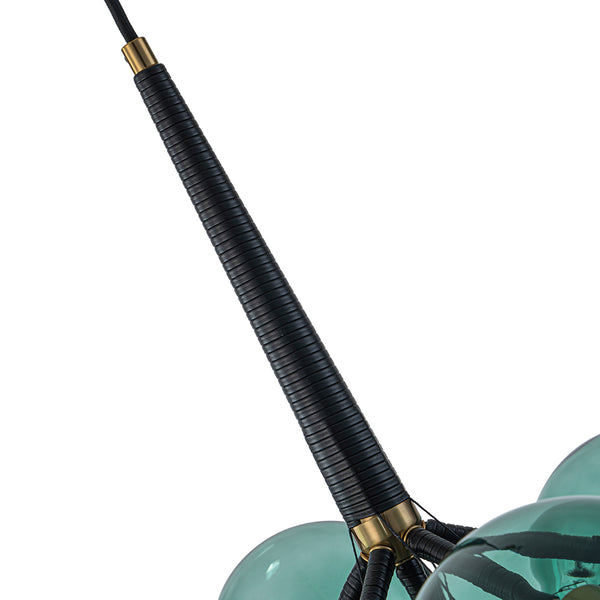 6-Light Emerald Bubble Blooming Glass Chandelier