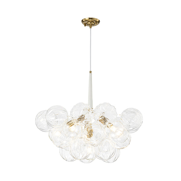 6-Light Gold Cluster Bubble Wave Globe Glass Chandelier
