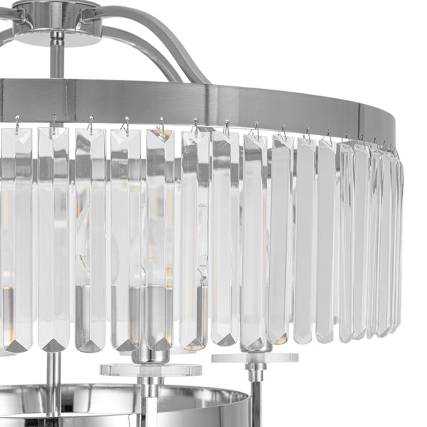 6-Light Silver Crystal Drum Empire Chandelier