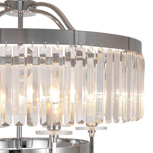 6-Light Silver Crystal Drum Empire Chandelier
