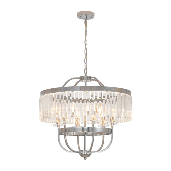 6-Light Silver Crystal Drum Empire Chandelier