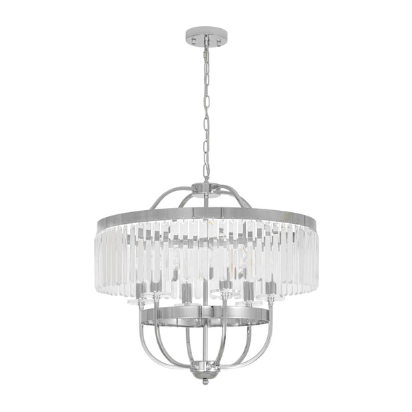 6-Light Silver Crystal Drum Empire Chandelier