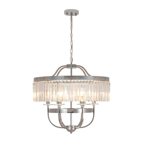 6-Light Silver Crystal Drum Empire Chandelier