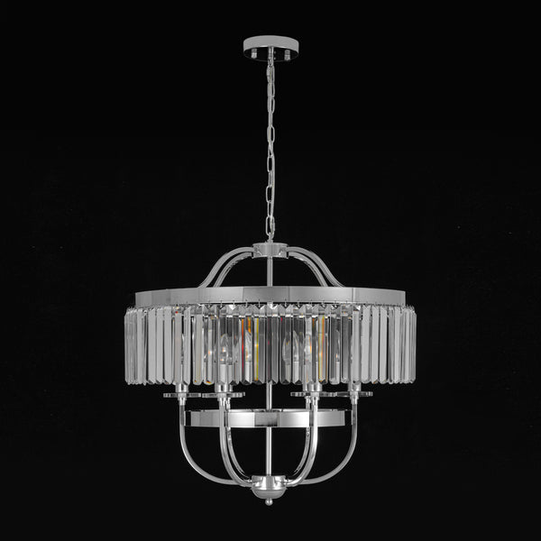 6-Light Silver Crystal Drum Empire Chandelier
