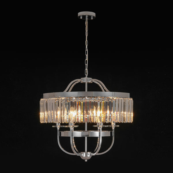 6-Light Silver Crystal Drum Empire Chandelier