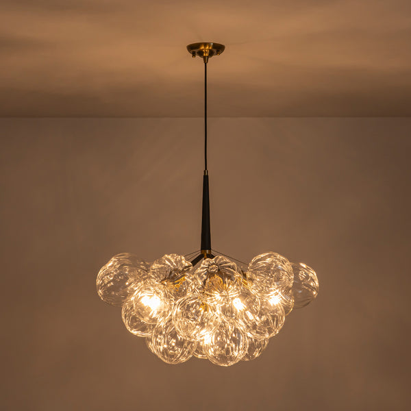 6-Light Gold Cluster Bubble Wave Globe Glass Chandelier