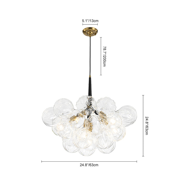 6-Light Gold Cluster Bubble Wave Globe Glass Chandelier