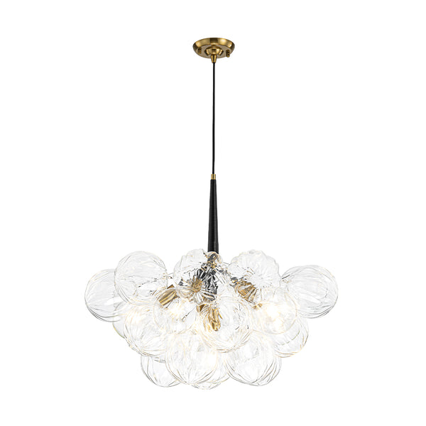 6-Light Gold Cluster Bubble Wave Globe Glass Chandelier