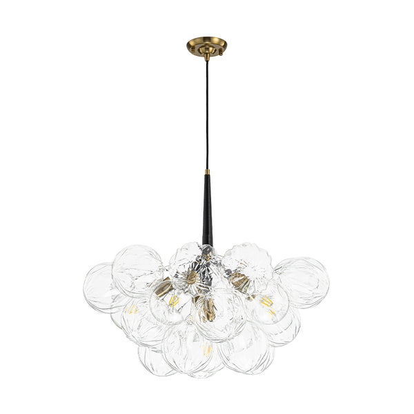 6-Light Gold Cluster Bubble Wave Globe Glass Chandelier