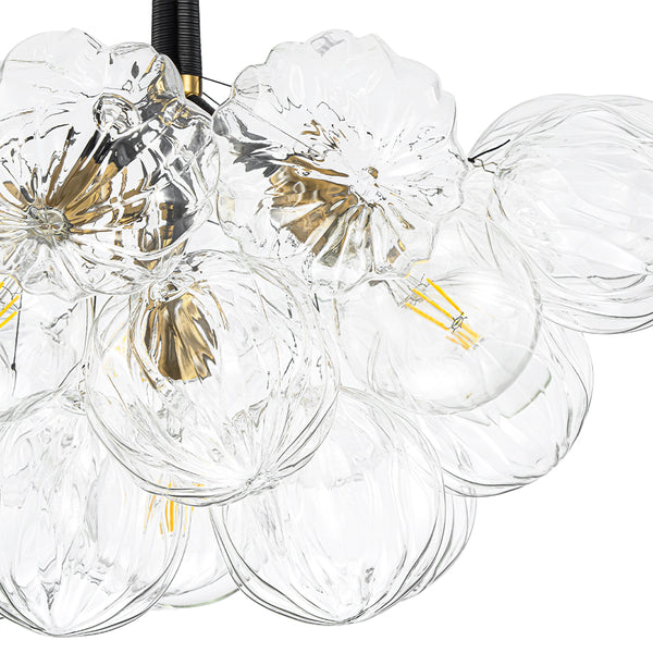 6-Light Gold Cluster Bubble Wave Globe Glass Chandelier