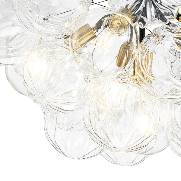 6-Light Gold Cluster Bubble Wave Globe Glass Chandelier