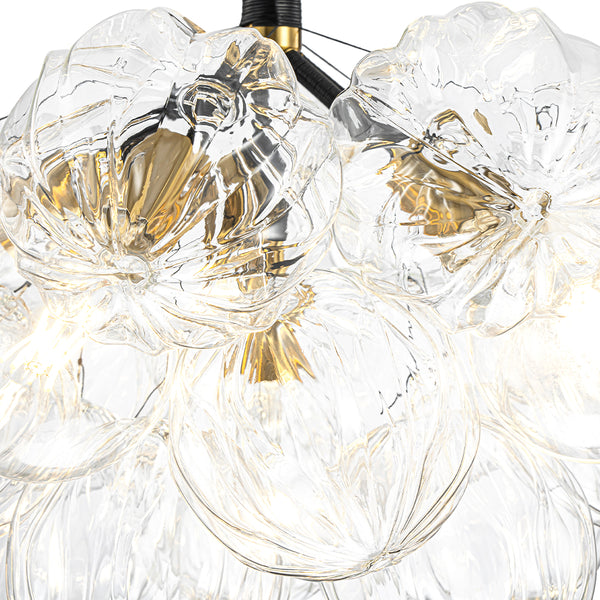 6-Light Gold Cluster Bubble Wave Globe Glass Chandelier