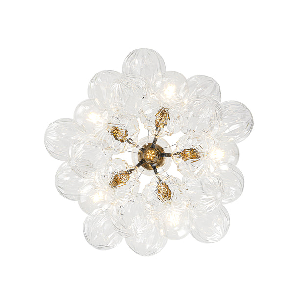 6-Light Gold Cluster Bubble Wave Globe Glass Chandelier