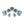 8-Light Lake Blue Tinted Glass Bubble Semi-flush Mount