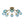 8-Light Lake Blue Tinted Glass Bubble Semi-flush Mount
