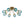 8-Light Lake Blue Tinted Glass Bubble Semi-flush Mount