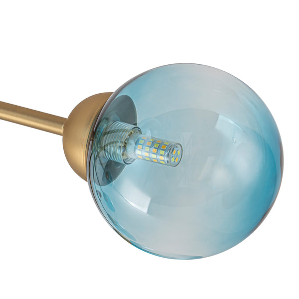8-Light Lake Blue Tinted Glass Bubble Semi-flush Mount