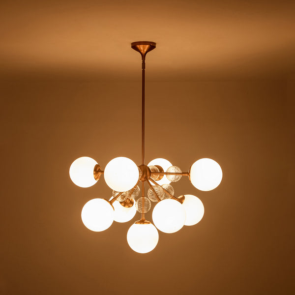9-Light Frosted Glass Semi-Sphere Sputnik Chandelier