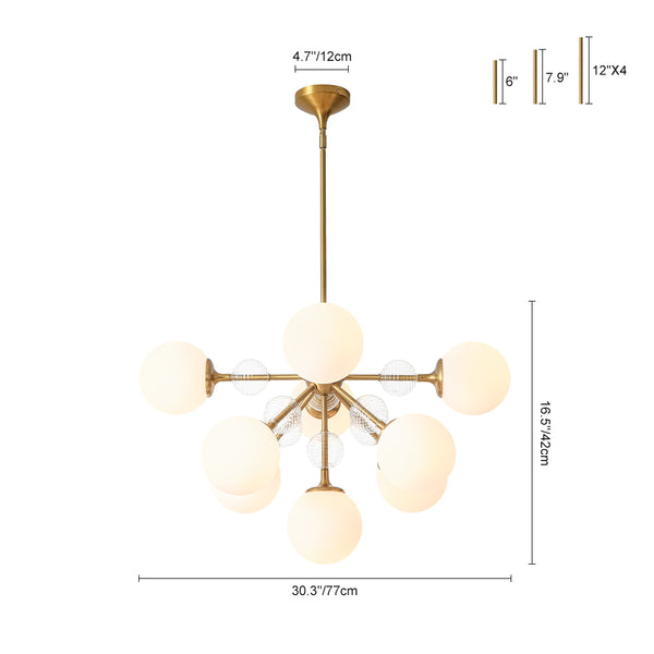 9-Light Frosted Glass Semi-Sphere Sputnik Chandelier