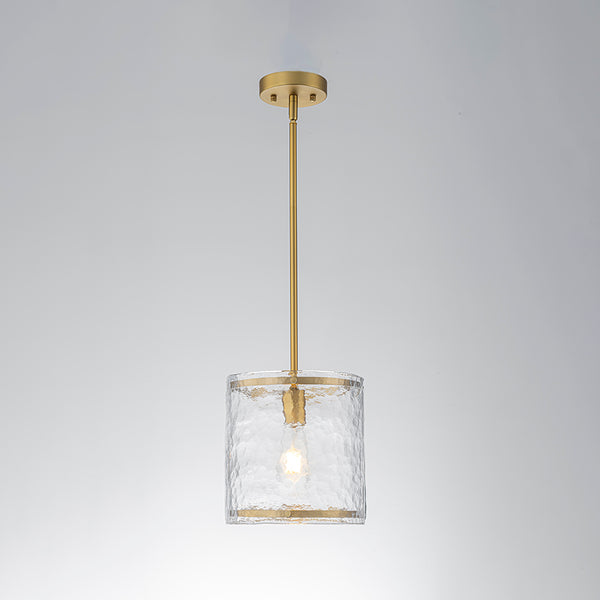 9.3'' Wide Modern 1-Light Water Ripple Glass Cylinder Single Pendant
