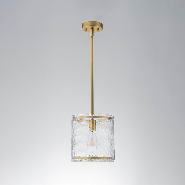 9.3'' Wide Modern 1-Light Water Ripple Glass Cylinder Single Pendant