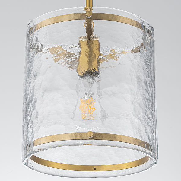 9.3'' Wide Modern 1-Light Water Ripple Glass Cylinder Single Pendant