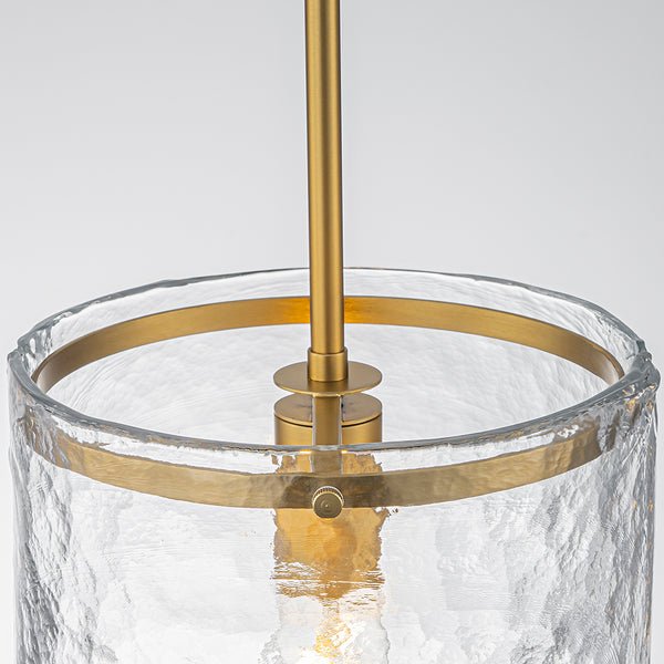 9.3'' Wide Modern 1-Light Water Ripple Glass Cylinder Single Pendant