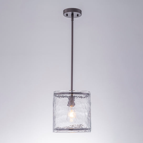 9.3'' Wide Modern 1-Light Water Ripple Glass Cylinder Single Pendant