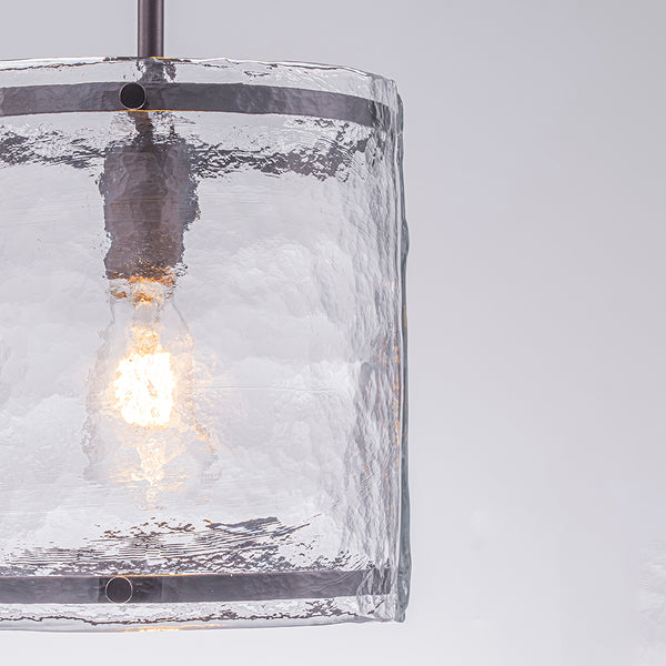 9.3'' Wide Modern 1-Light Water Ripple Glass Cylinder Single Pendant
