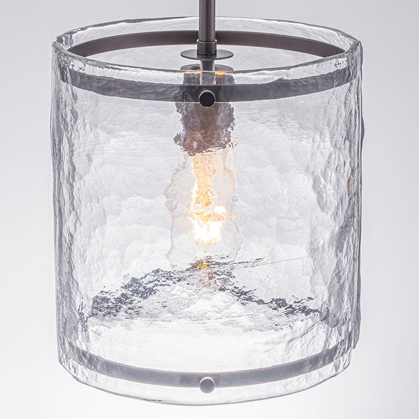 9.3'' Wide Modern 1-Light Water Ripple Glass Cylinder Single Pendant