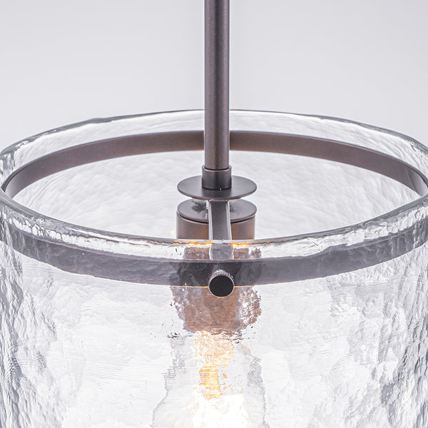 9.3'' Wide Modern 1-Light Water Ripple Glass Cylinder Single Pendant