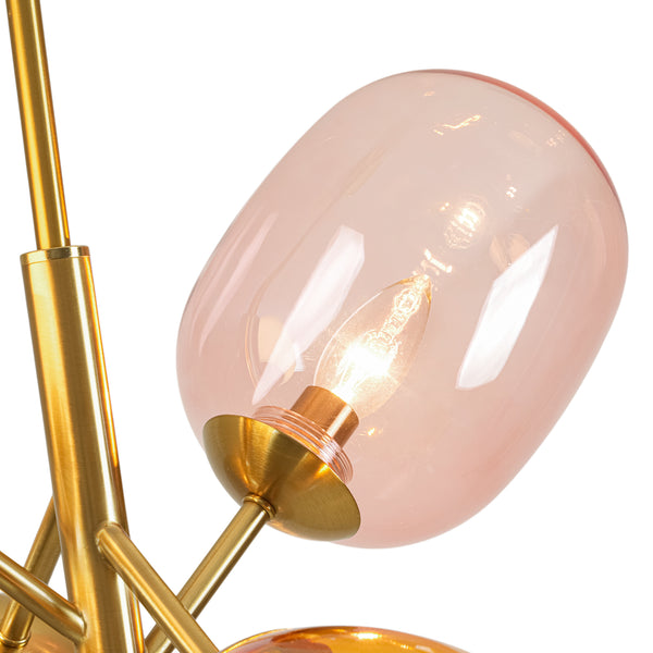 Asymmetrical 4-Light Translucent Tinted Blown Glass Sputnik Cluster Chandelier