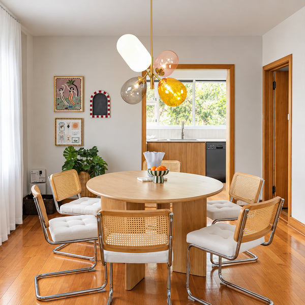 Asymmetrical 4-Light Translucent Tinted Blown Glass Sputnik Cluster Chandelier