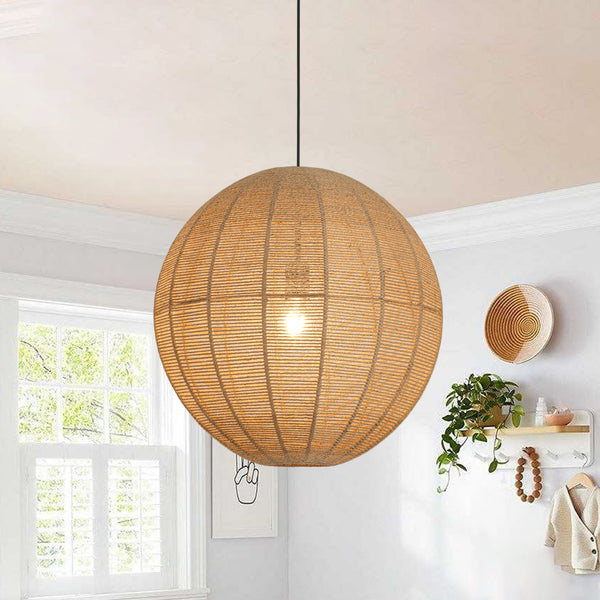 Boho 1-Light Oversized Hemp Cord Woven Sphere Pendant